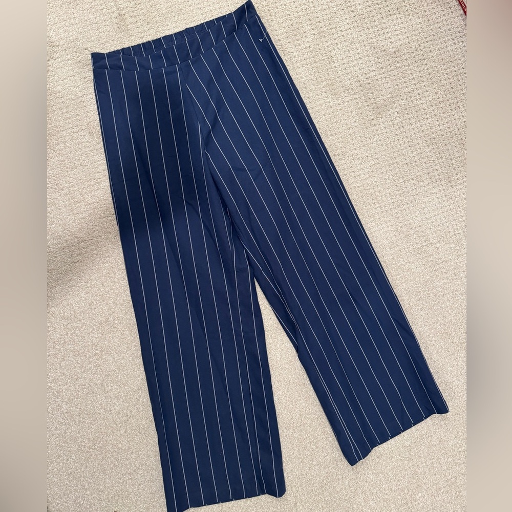 Wide-Leg Pants - Navy Blue Striped - Large